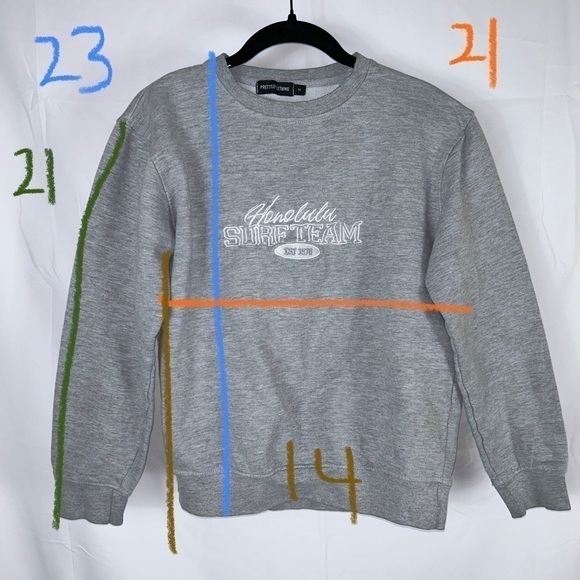 PrettyLittleThing Sweatshirt Honolulu Surf Embroidered Relaxed Long Sleeve Crew - Picture 5 of 11